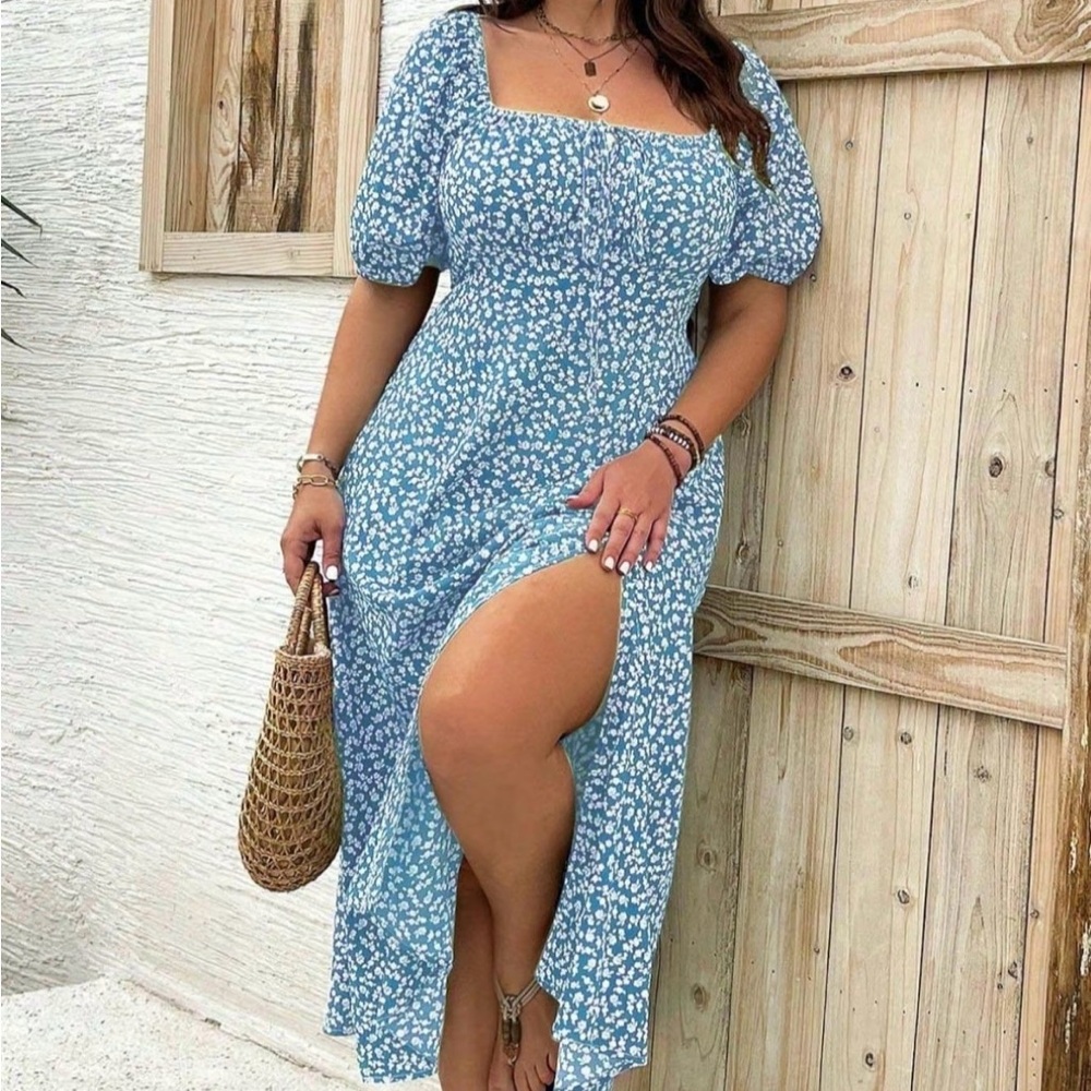 Blue & white floral midi dress in sizes (price is negotiable)